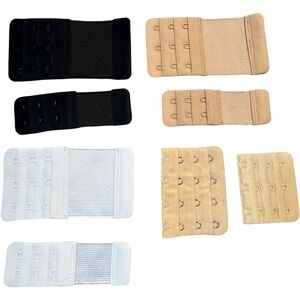 Women's Bra Extender Lot 2, 3 and 4 Hook. Black, Nude, and White Extensions